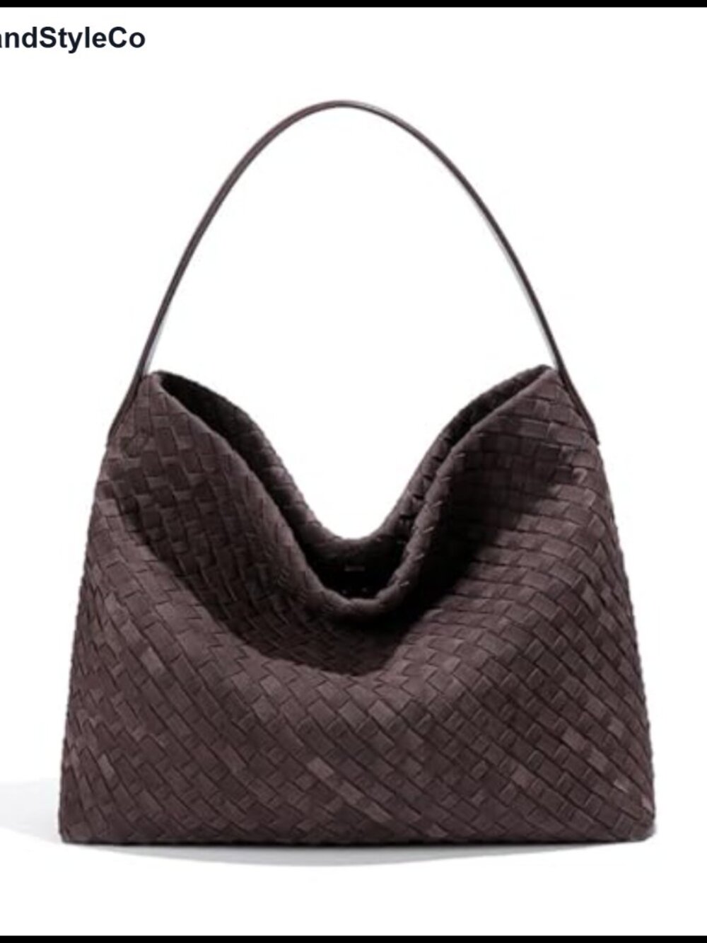 Braided Faux Suede Tote Bag, Crescent Hobo Purse with Shoulder Strap